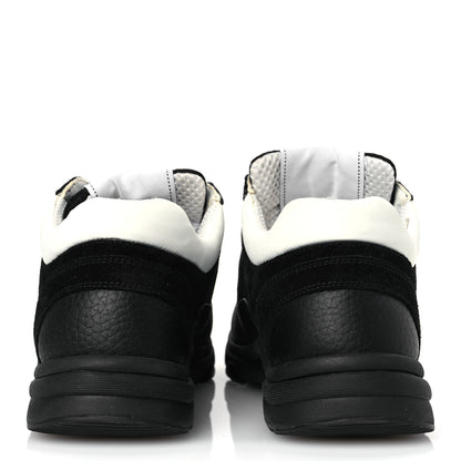 Chanel Mesh Suede Grained Calfskin Womens CC Sneakers 37 Black White 6 of 11