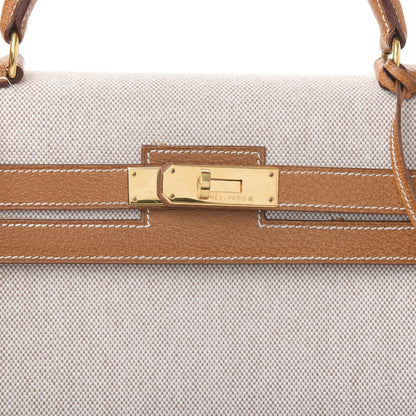 Hermes Peau Porc Toile Kelly Sellier 32 Gold 12 of 15