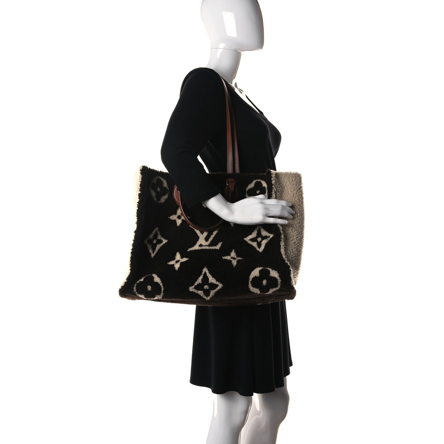 Shearling Monogram Giant Teddy Onthego GM Black White