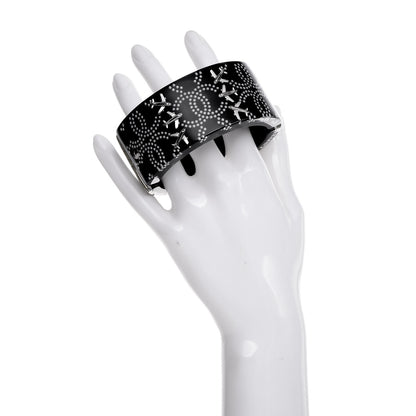 Chanel Resin Pearl Airplane Cuff Bangle Bracelet Black 2 of 8