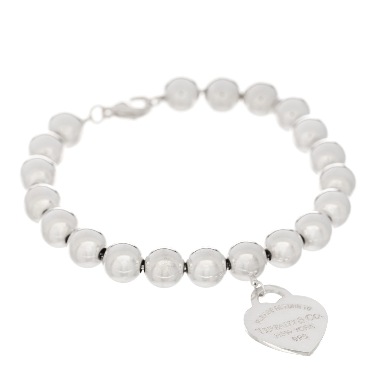 Sterling Silver 8mm Return To Tiffany Heart Tag Bead Bracelet