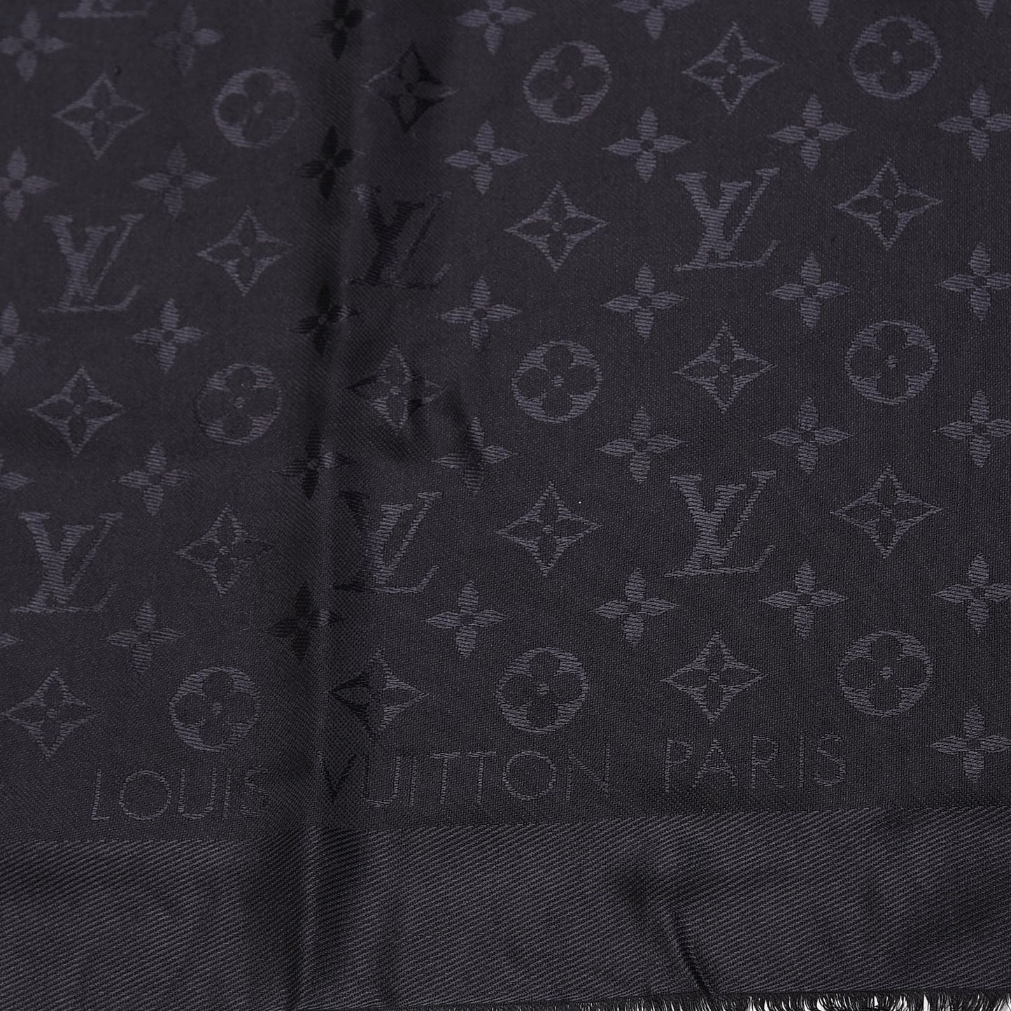 Silk Wool Monogram Shawl Black