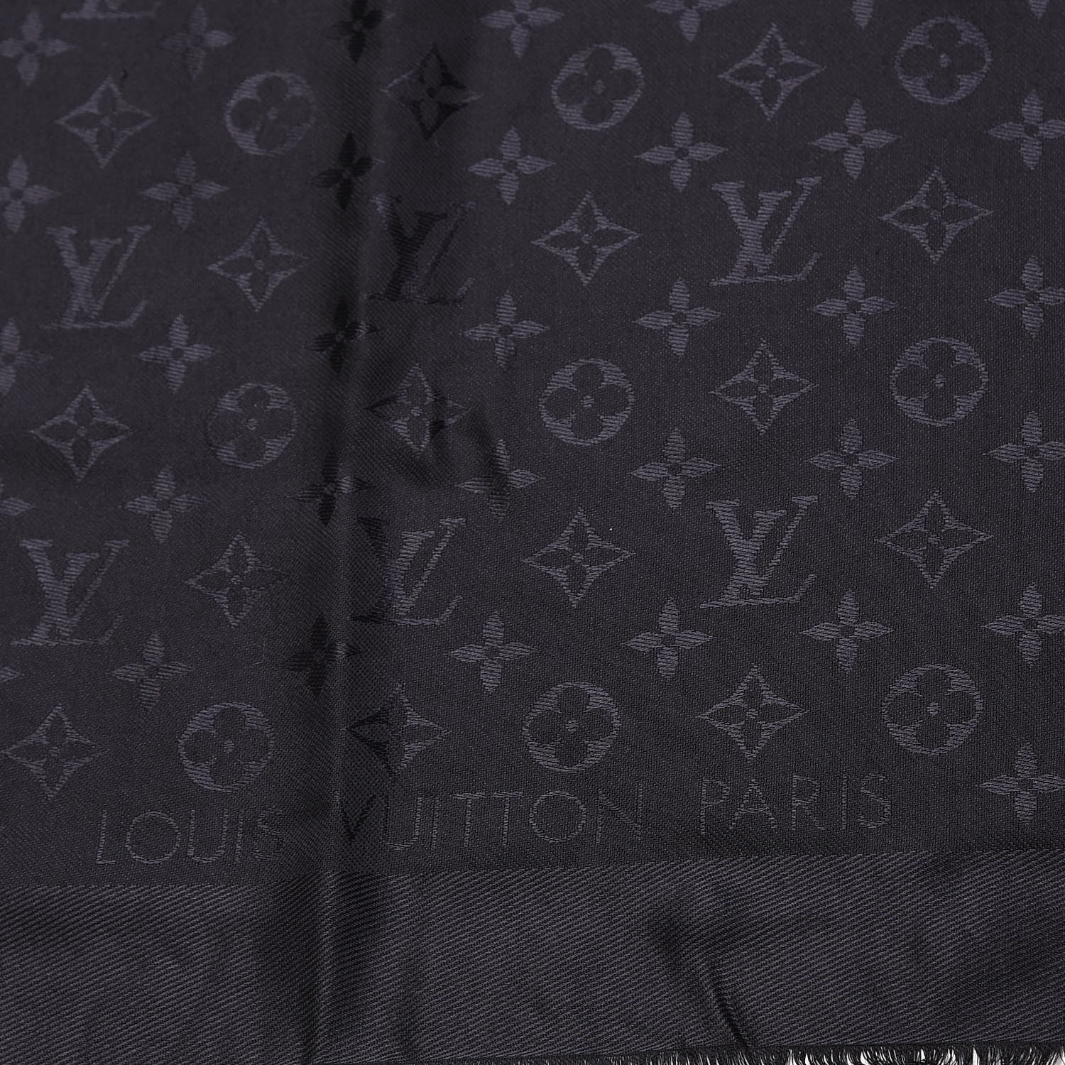 Louis Vuitton Silk Wool Monogram Shawl Black 3 of 4
