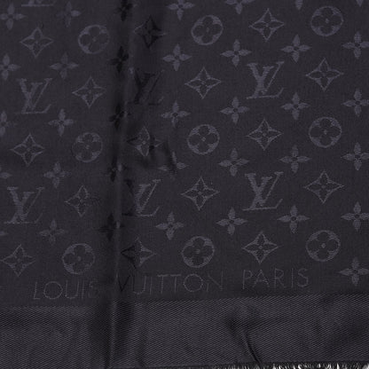 Louis Vuitton Silk Wool Monogram Shawl Black 3 of 4