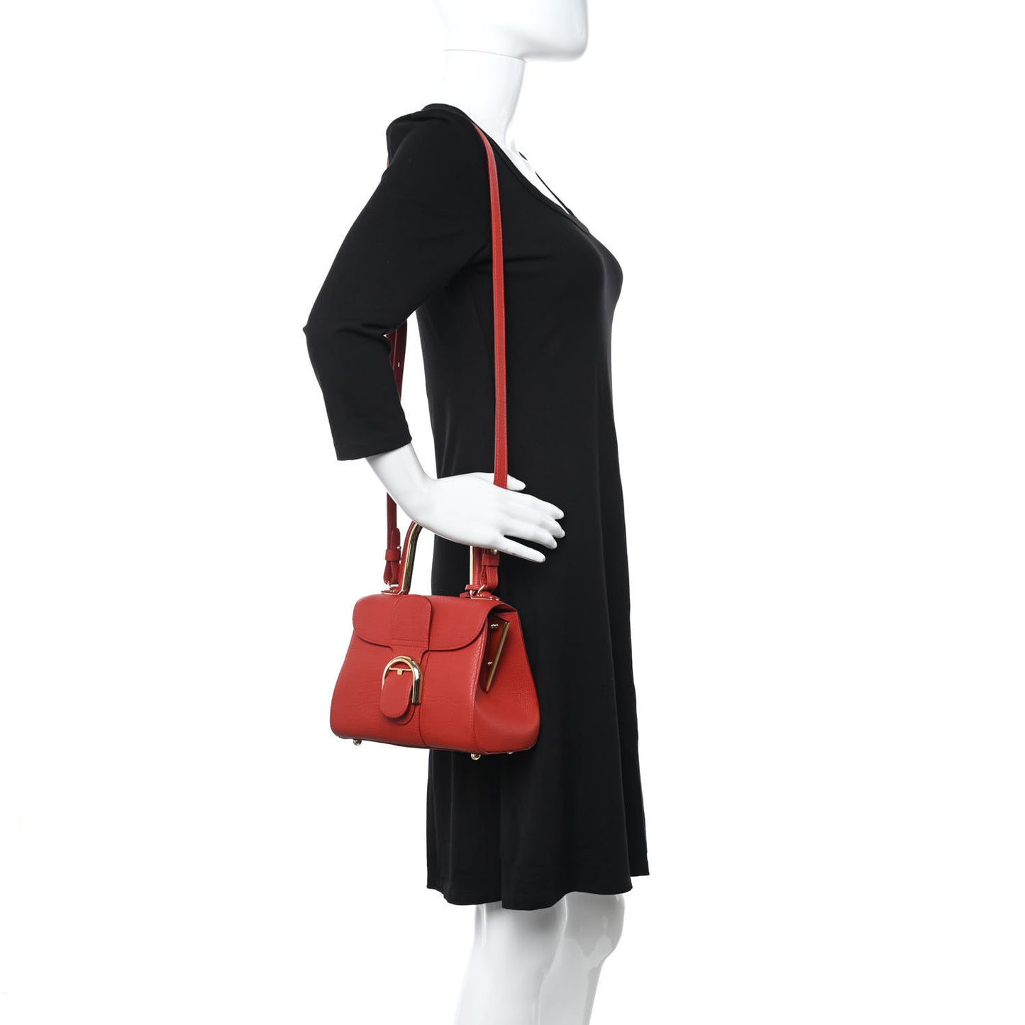 Crispy Calfskin Mini Brillant Satchel Scarlet Red