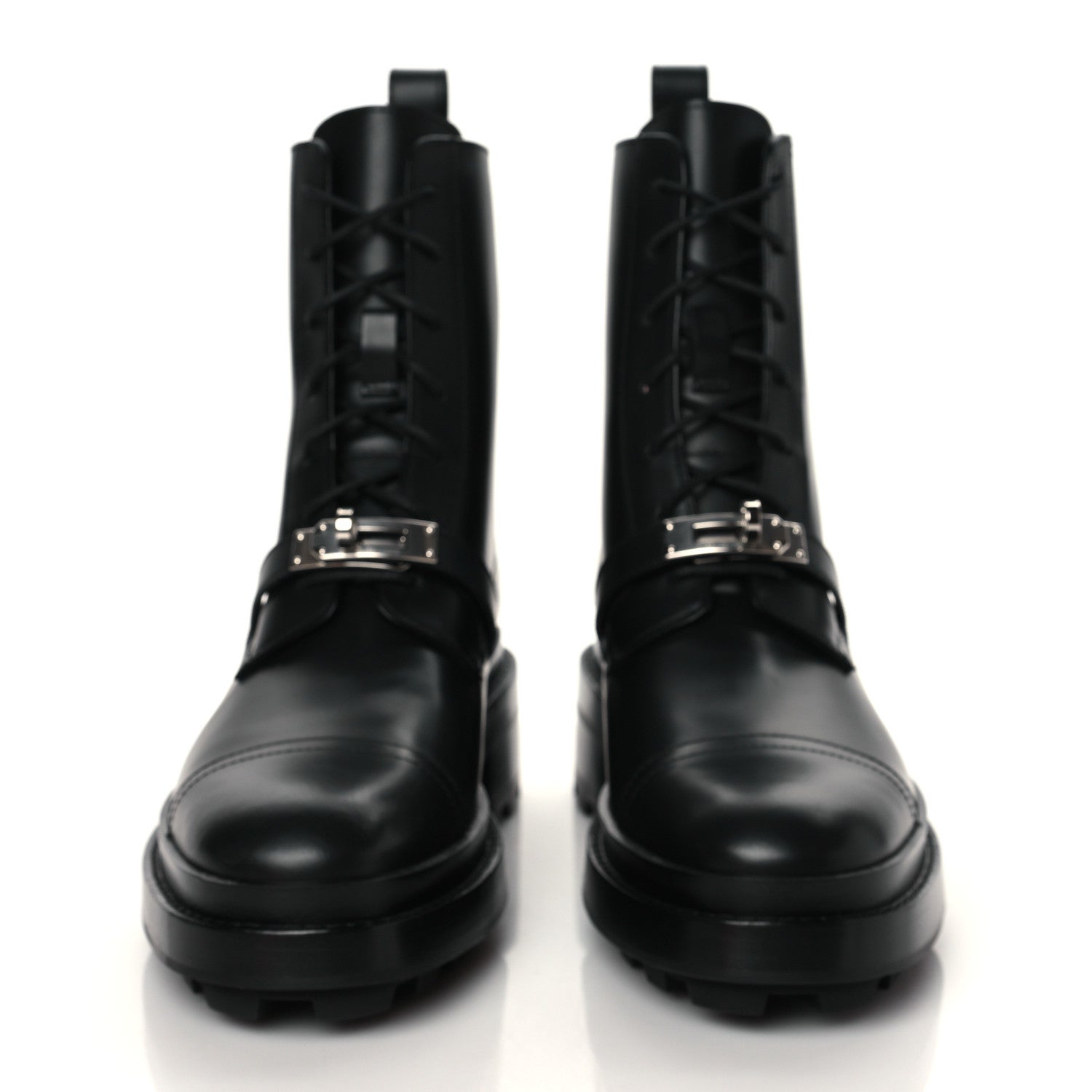 Hermes Glossed Calfskin Funk Ankle Boots 37.5 Black 3 of 10
