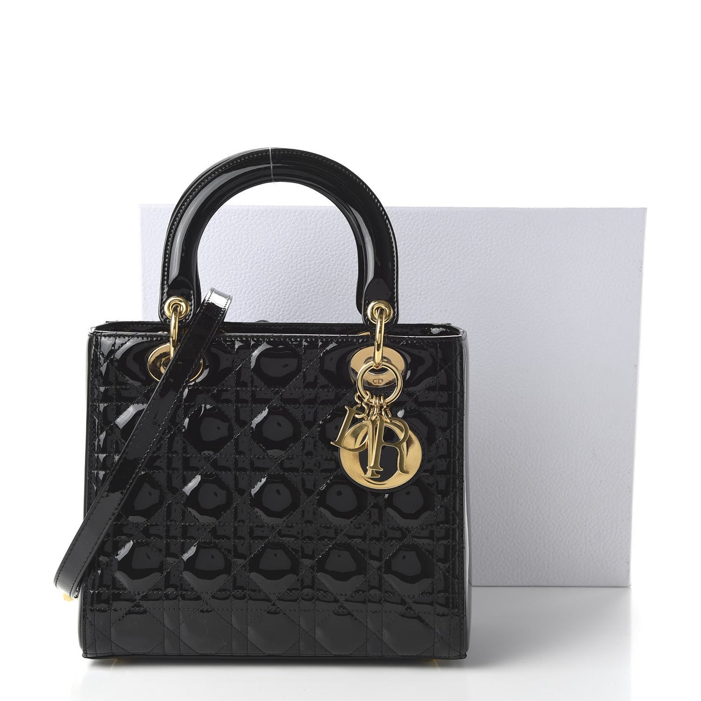 Patent Cannage Medium Lady Dior Black