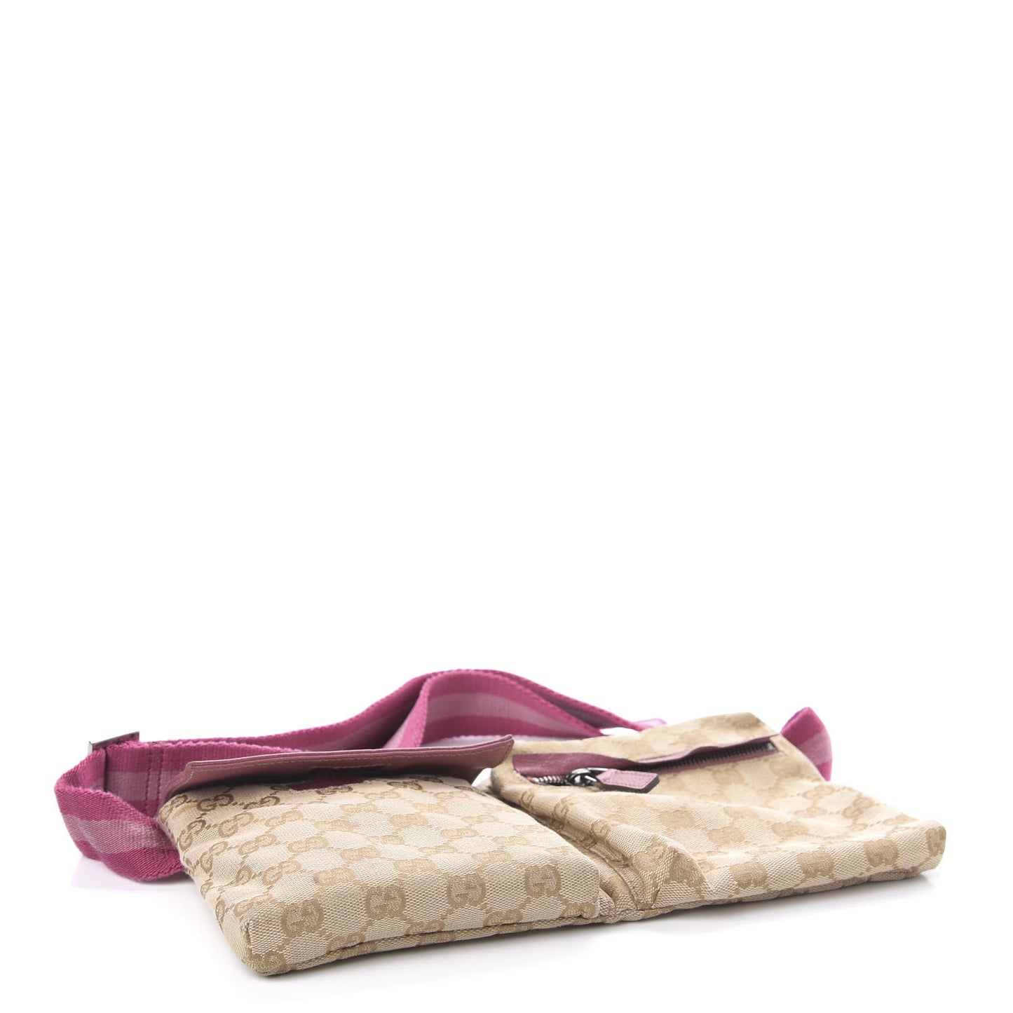 GG Monogram Web Double Pocket Belt Bag Pink