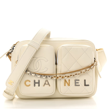 Chanel Calfskin Quilted Small Camera Case White 8 of 11