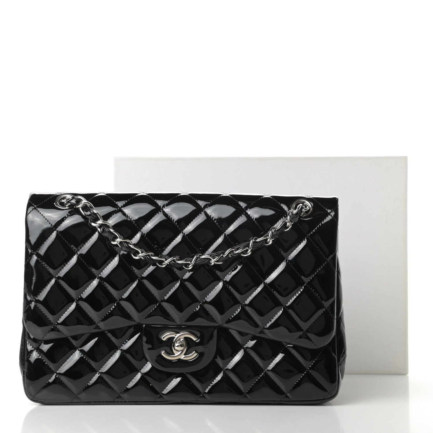 Chanel Patent Quilted Jumbo Double Flap Black 16 of 16