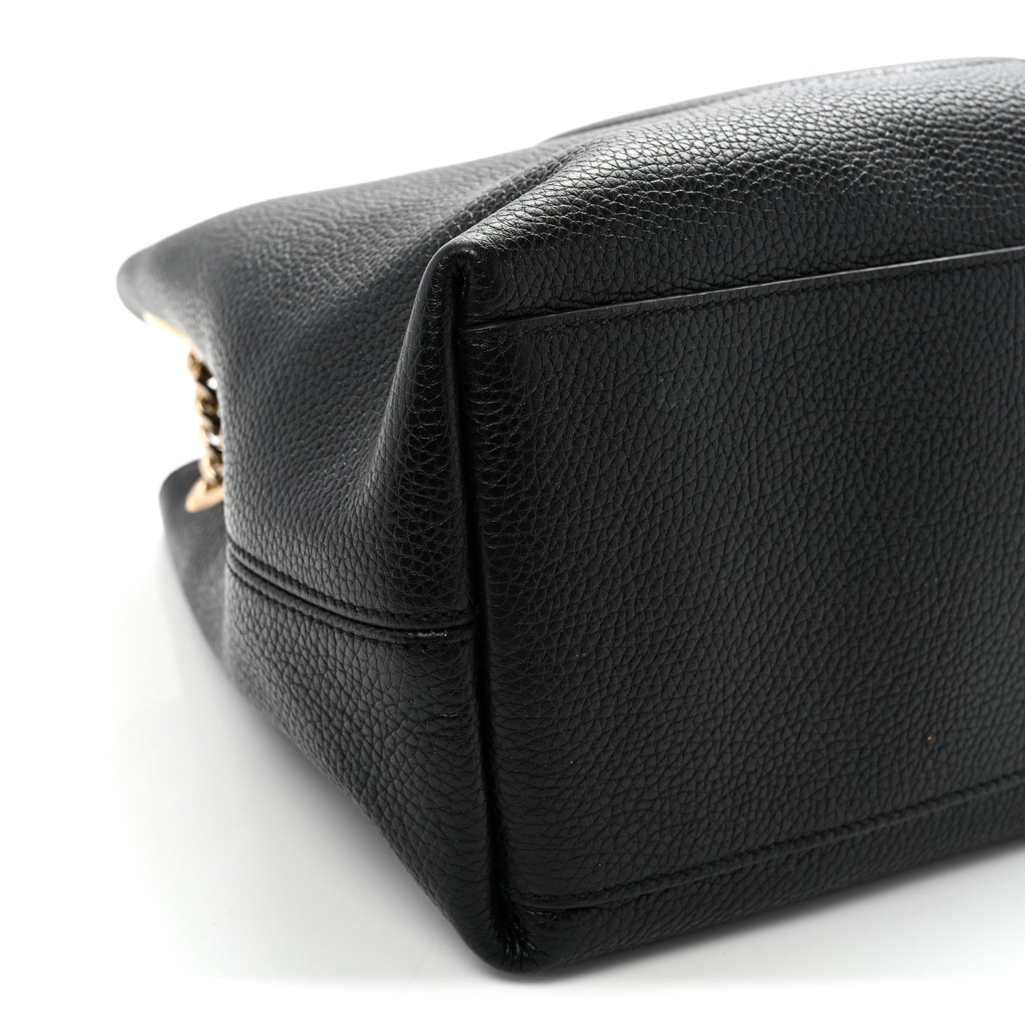 Pebbled Calfskin Medium Soho Chain Shoulder Bag Black