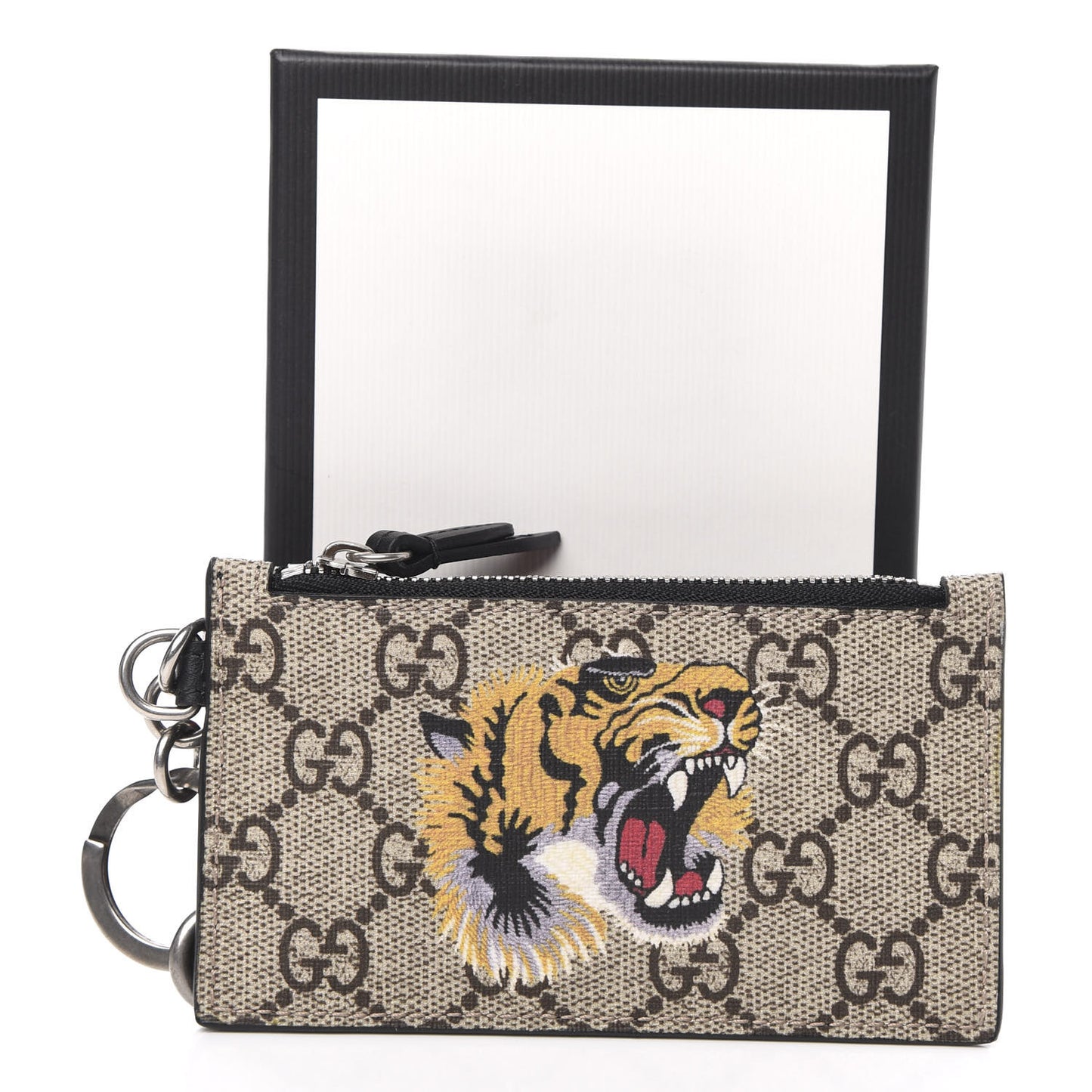 GG Supreme Monogram Tiger Print Lanyard Coin Case Card Holder