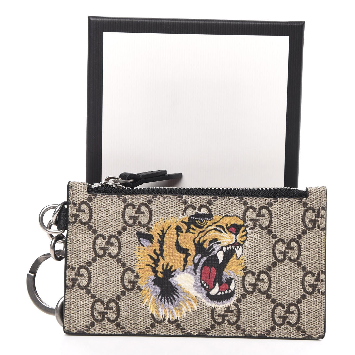 Gucci GG Supreme Monogram Tiger Print Lanyard Coin Case Card Holder 7 of 7