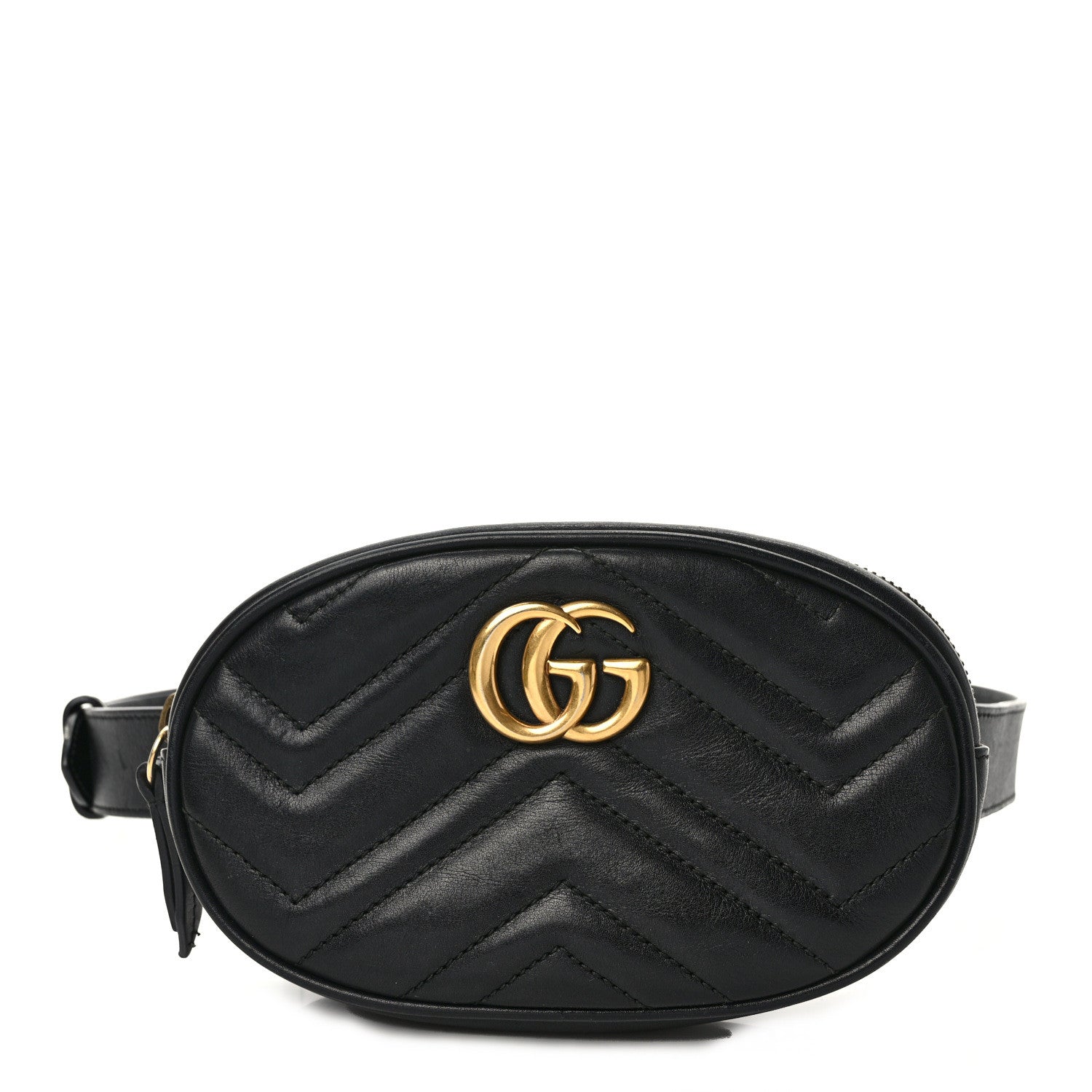 Gucci Calfskin Matelasse GG Marmont Belt Bag 95 38 Black 1 of 11