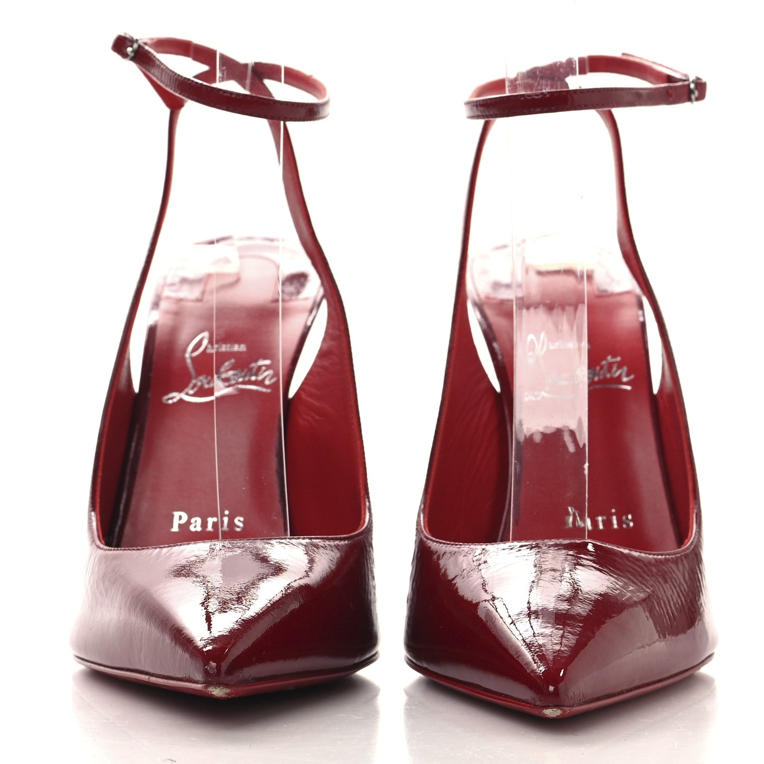 Christian Louboutin Patent Calfskin Condora Sling 100 Pumps 38.5 Red 3 of 9