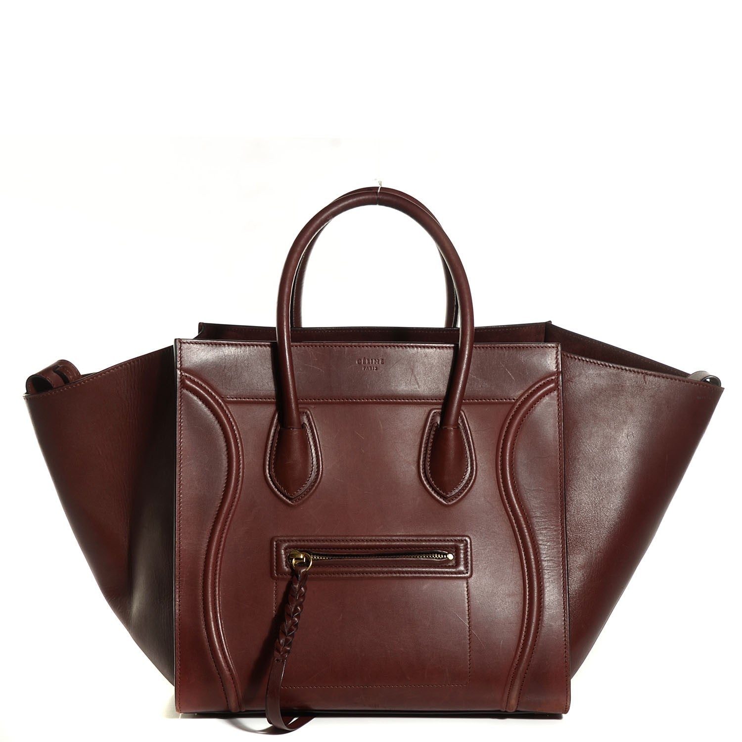 Celine Natural Calfskin Medium Phantom Luggage Burgundy 1 of 7