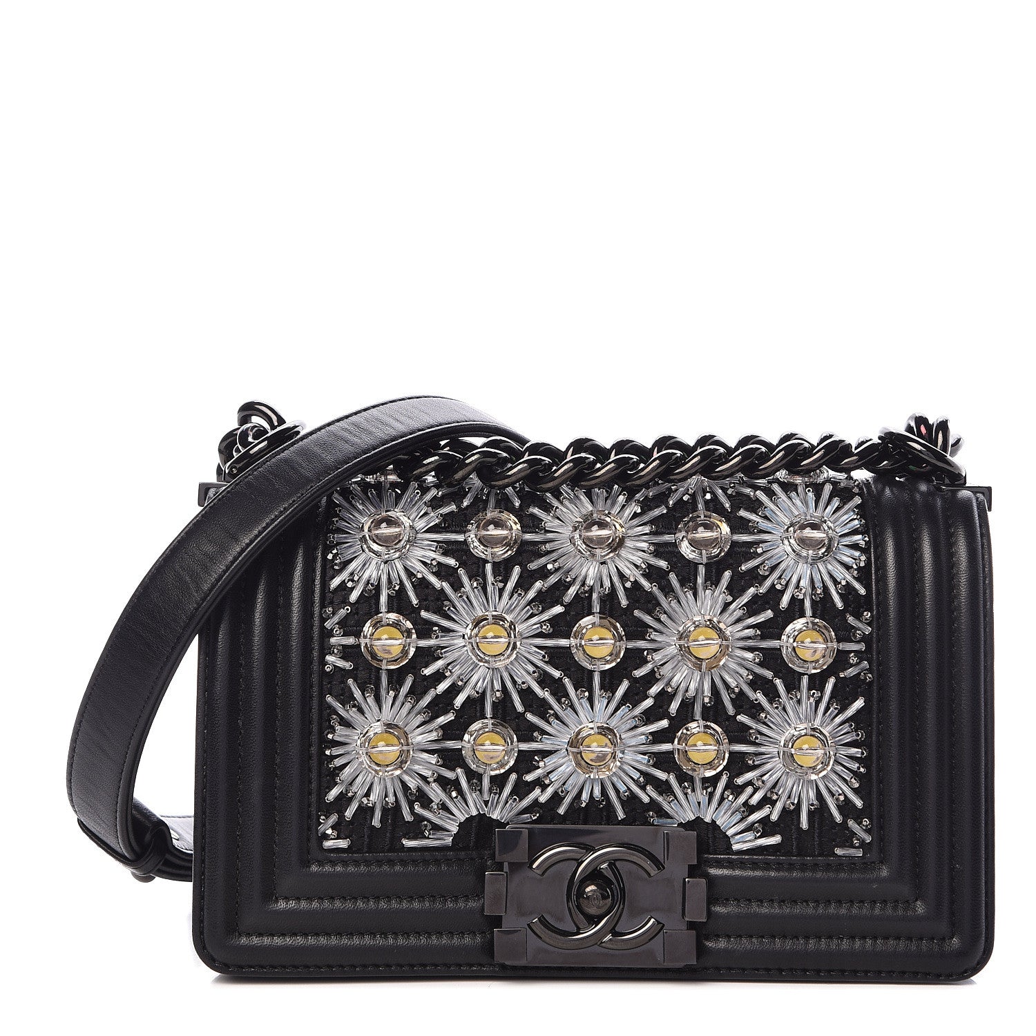 Chanel Lambskin Satin LED Metal Small Boy Flap Black 1 of 18