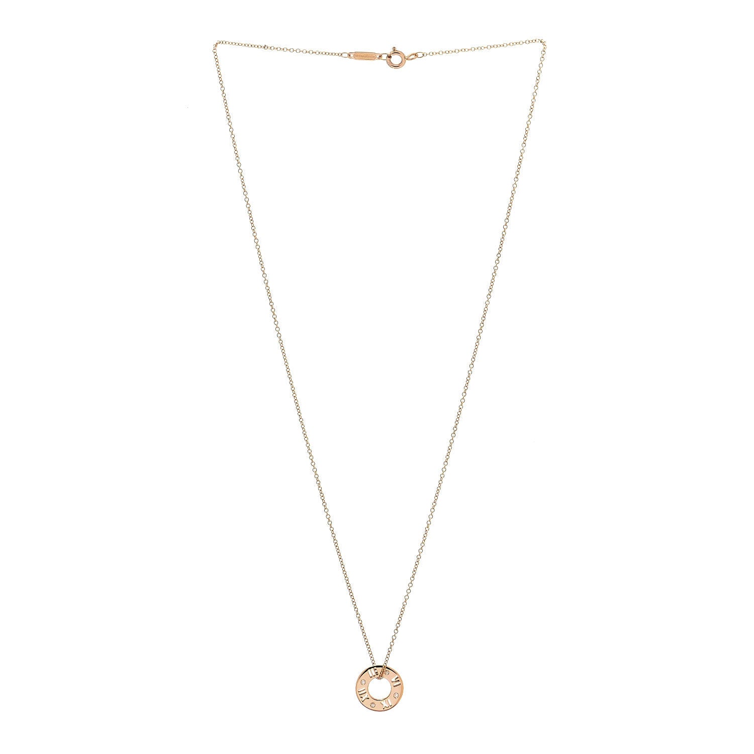 Tiffany 18K Rose Gold Diamond Atlas Pierced Pendant Necklace 2 of 4
