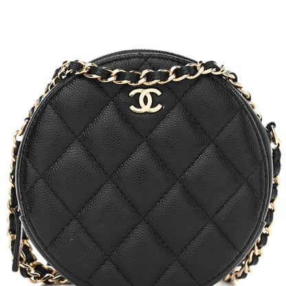 Chanel Caviar Quilted Round Clutch With Chain Black 9 of 12