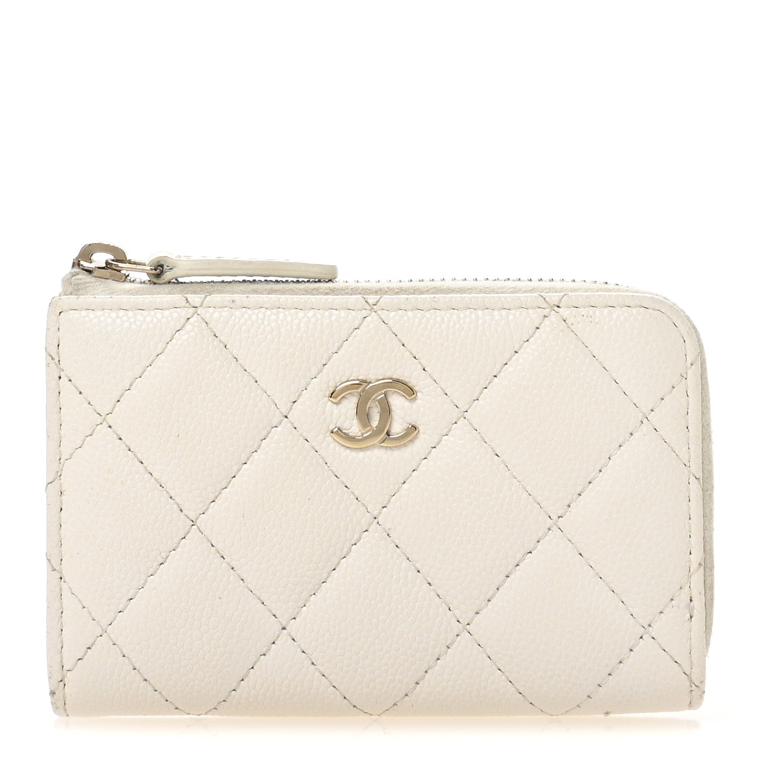 Chanel Caviar Quilted Zipped Key Holder Case White 1 of 9
