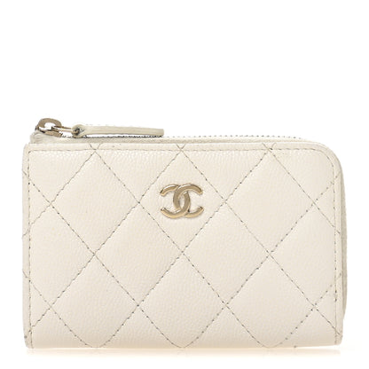 Chanel Caviar Quilted Zipped Key Holder Case White 1 of 9