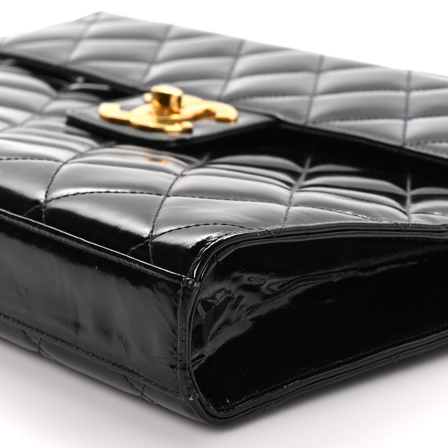 Patent Quilted Briefcase Laptop Bag Black