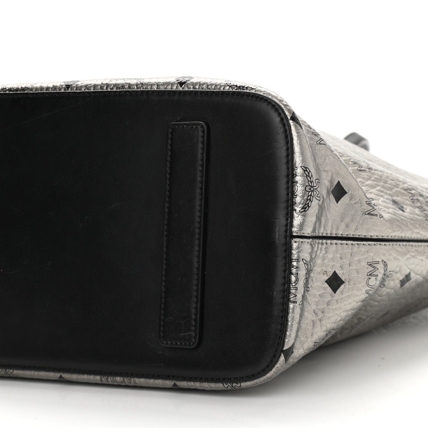 MCM Metallic Visetos Medium Shopper Tote Silver 8 of 13