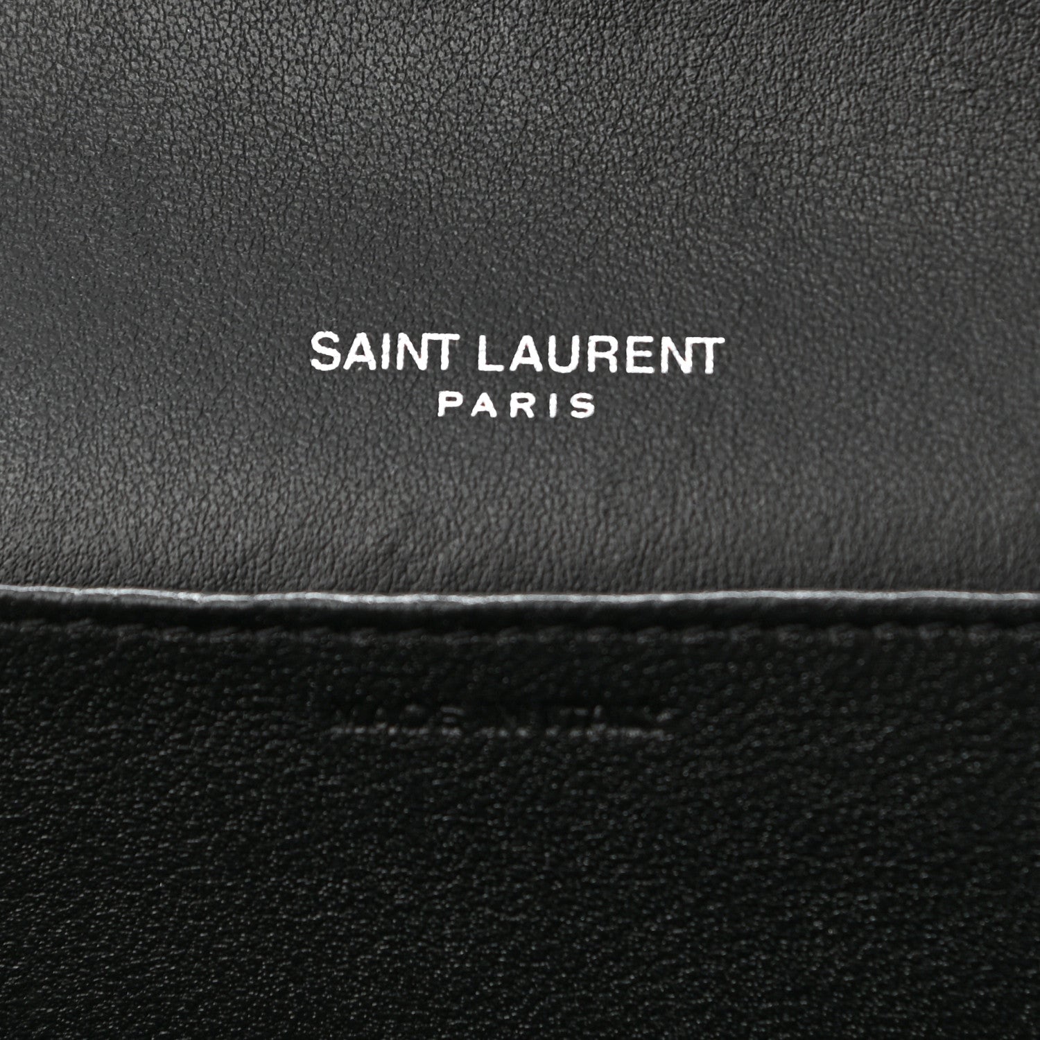 Saint Laurent Calfskin Crocodile Embossed Monogram Uptown Chain Wallet Black 6 of 10