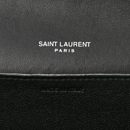 Saint Laurent Calfskin Crocodile Embossed Monogram Uptown Chain Wallet Black 6 of 10