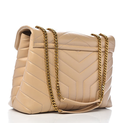 Saint Laurent Calfskin Y Quilted Monogram Medium Loulou Chain Satchel Nude Powder 2 of 11