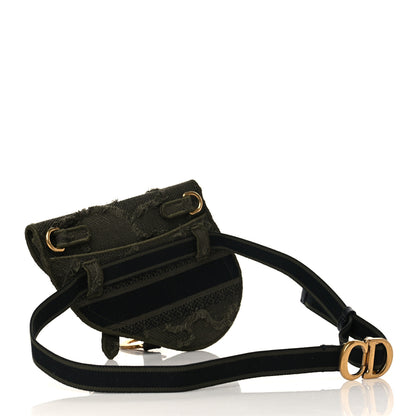 Christian Dior Canvas Embroidered Camouflage Saddle Belt Bag Green 3 of 10