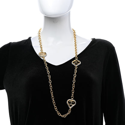 Chanel Crystal CC Chain Heart Necklace Gold 2 of 6