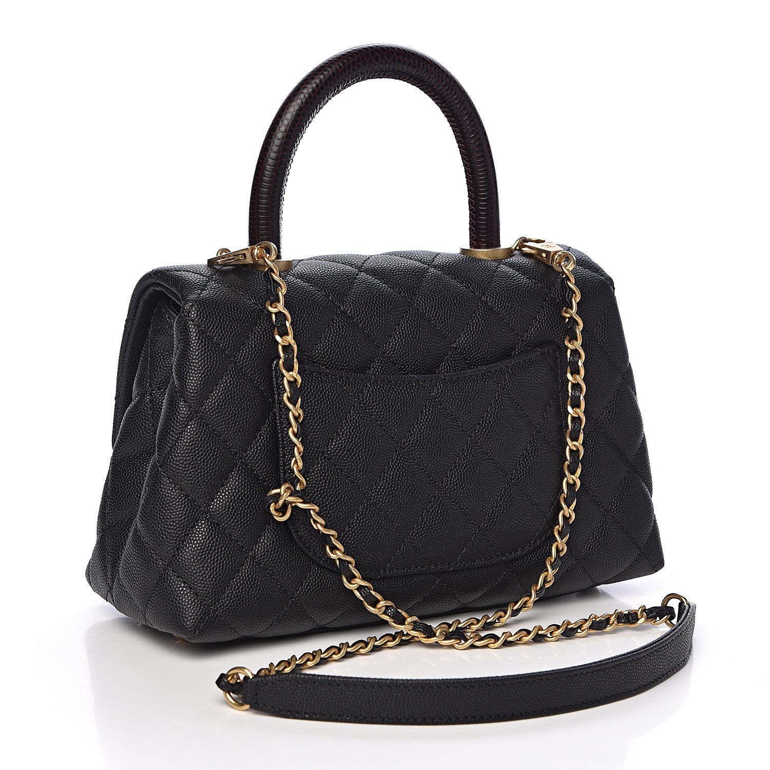 Chanel Caviar Lizard Embossed Quilted Mini Coco Handle Flap Black 3 of 11