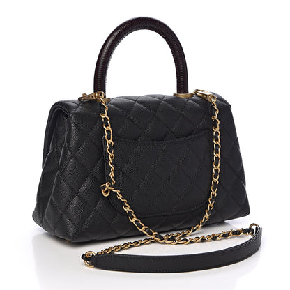 Chanel Caviar Lizard Embossed Quilted Mini Coco Handle Flap Black 3 of 11
