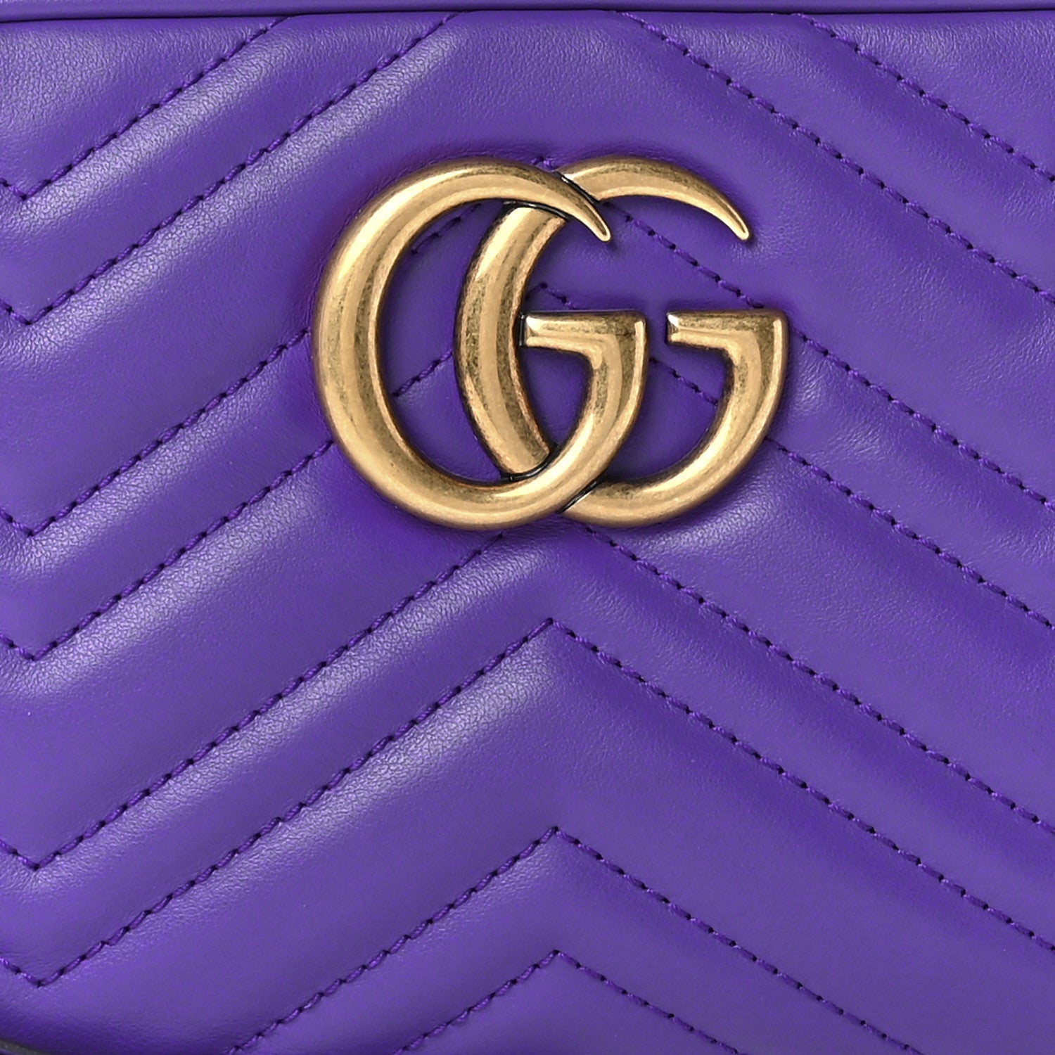 Gucci Calfskin Matelasse Small GG Marmont Chain Shoulder Bag Shine Purple 9 of 10