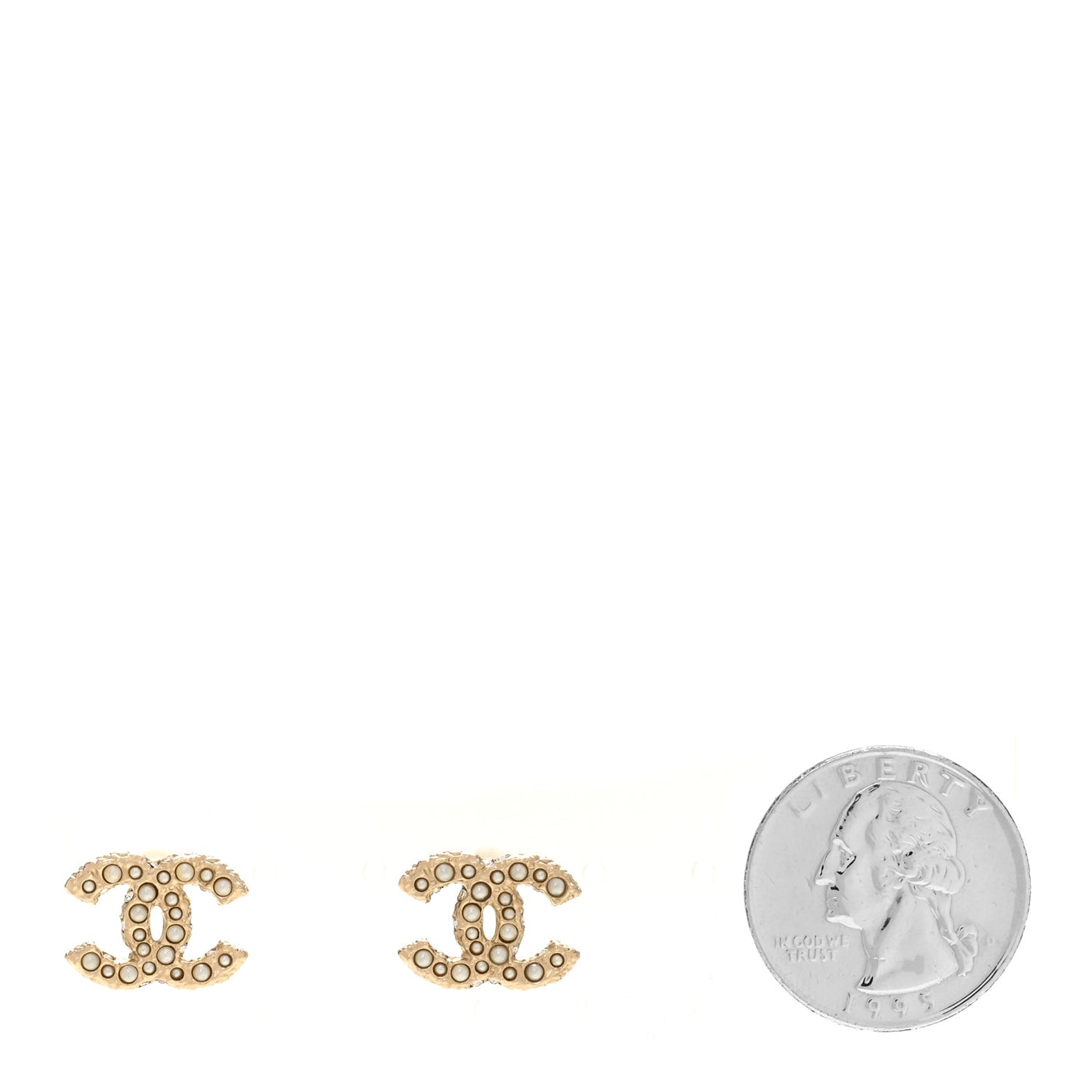 Metal Graduated Pearl Crystal CC Earrings Light Gold