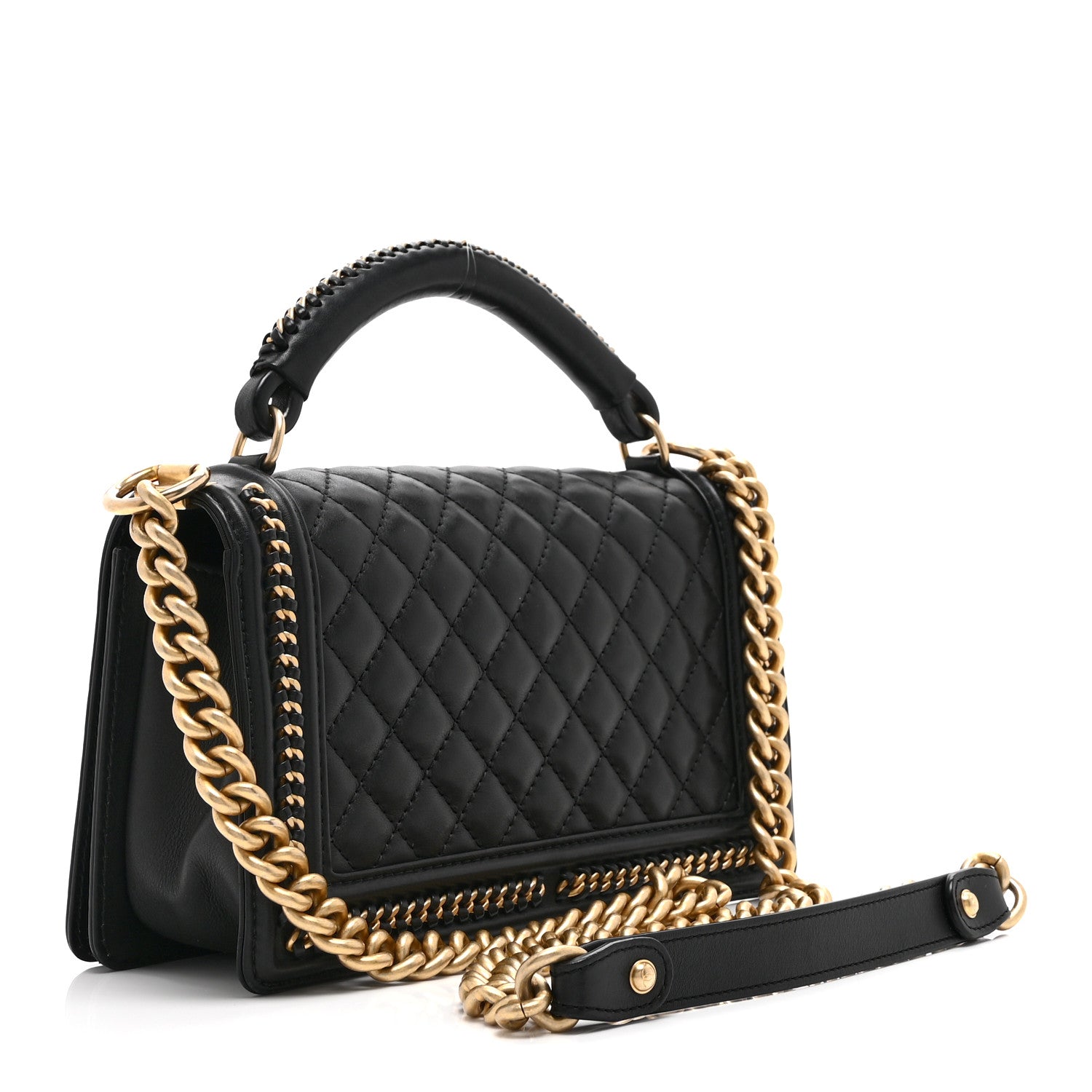 Chanel Lambskin Quilted Medium Top Handle Boy Flap Black 3 of 10
