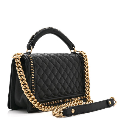 Chanel Lambskin Quilted Medium Top Handle Boy Flap Black 3 of 10