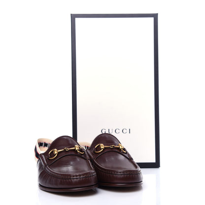 Gucci Goatskin Stripe Mens Horsebit Slingback Slippers 7 Brown 11 of 11