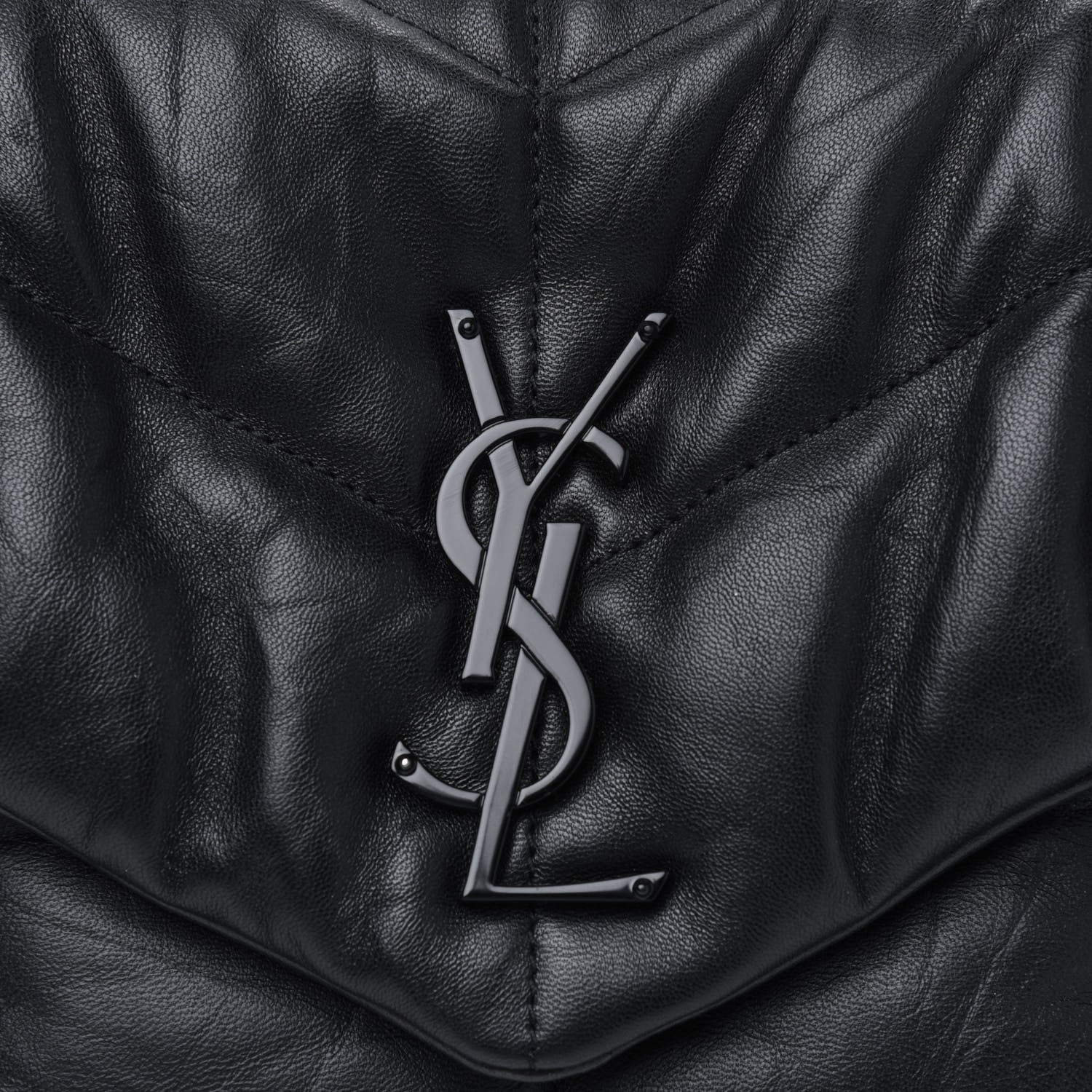 Saint Laurent Lambskin Quilted Small Loulou Puffer Monogram Chain Satchel Black 4 of 4