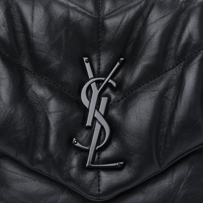 Saint Laurent Lambskin Quilted Small Loulou Puffer Monogram Chain Satchel Black 9 of 9