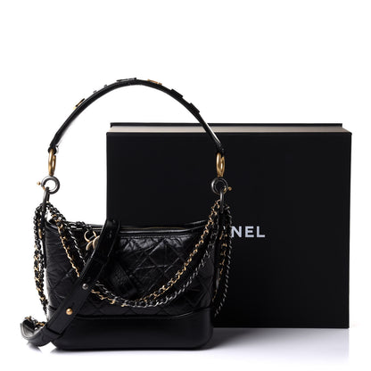 Chanel Aged Calfskin Quilted Small Gabrielle Logo Hobo Black 11 of 11