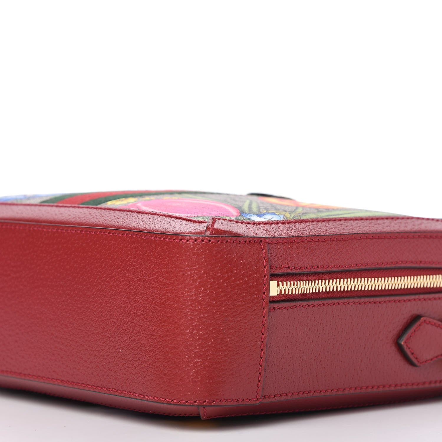 Gucci GG Supreme Monogram Flora Web Small Ophidia Top Handle Shoulder Bag Hibiscus Red 7 of 11
