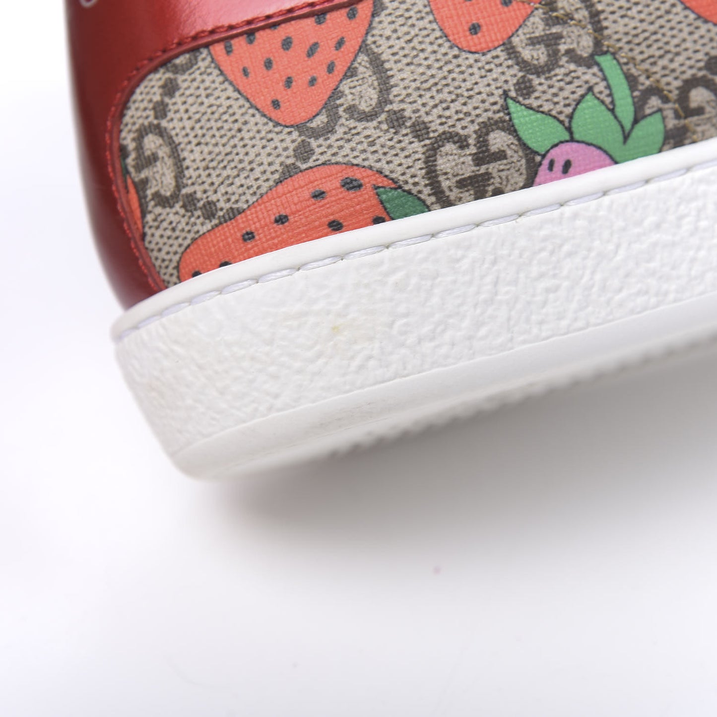 GG Supreme Monogram Strawberry Web Womens Ace Sneakers 36.5 Beige Multicolor Red Green
