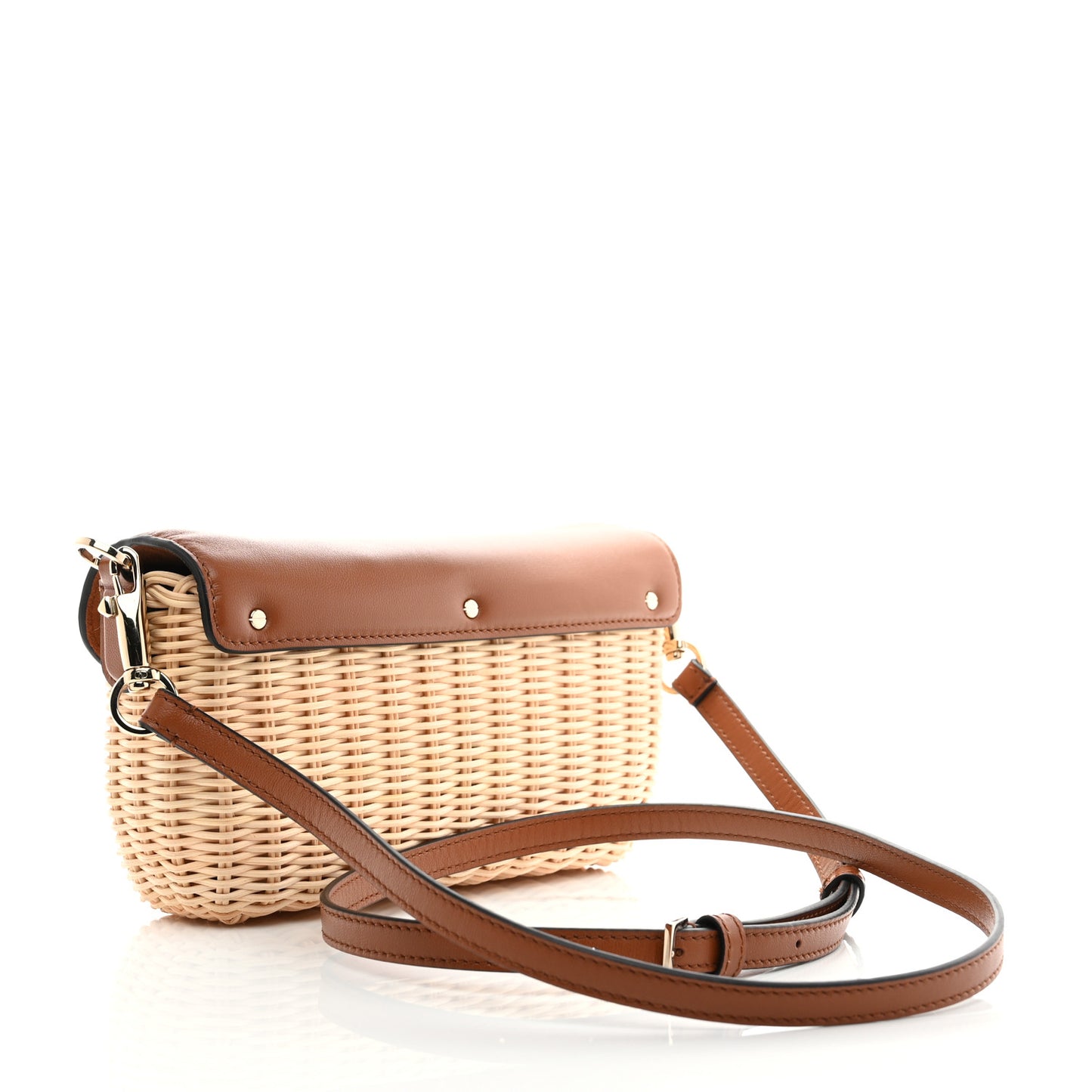 Wicker Calfskin Vlogo Small Loco Shoulder Bag Natural