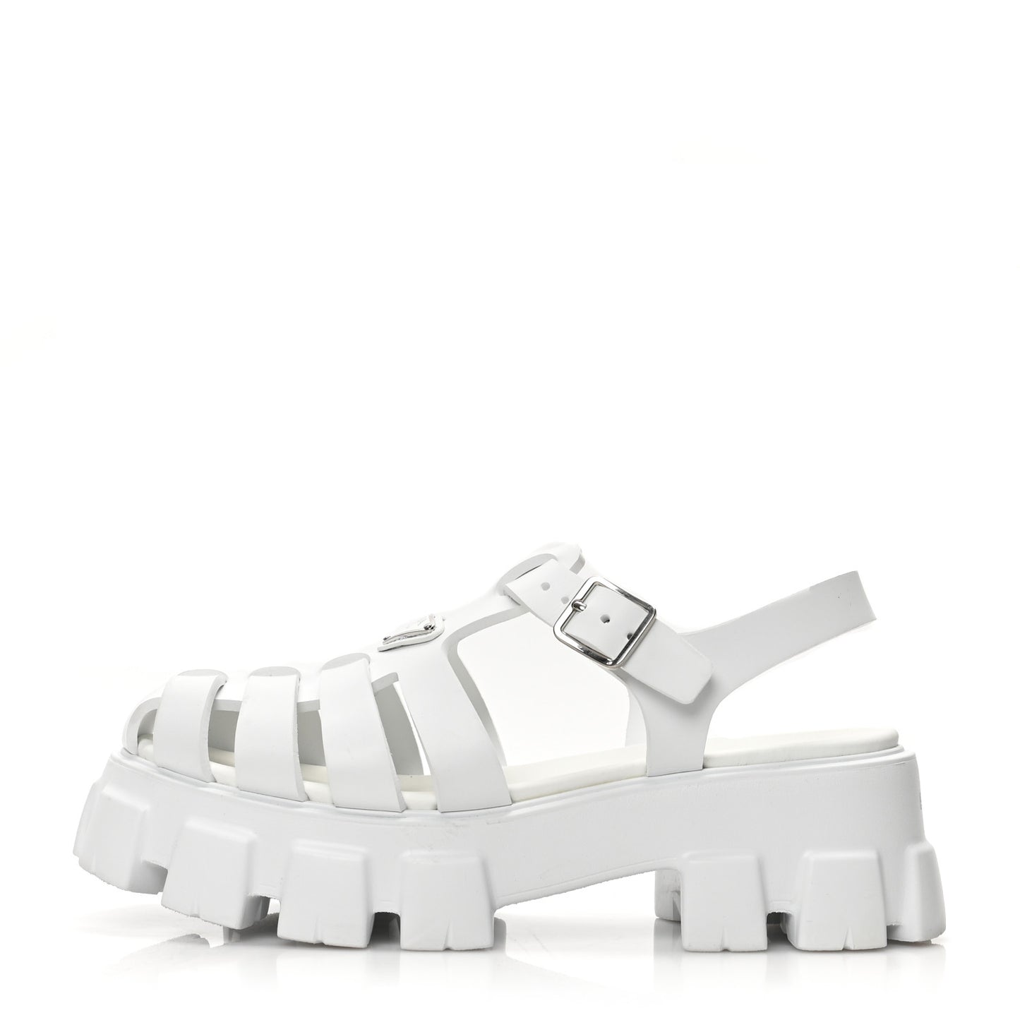 Foam Rubber Metal Triangle Logo Monolith 55mm Cage Sandals 41 White
