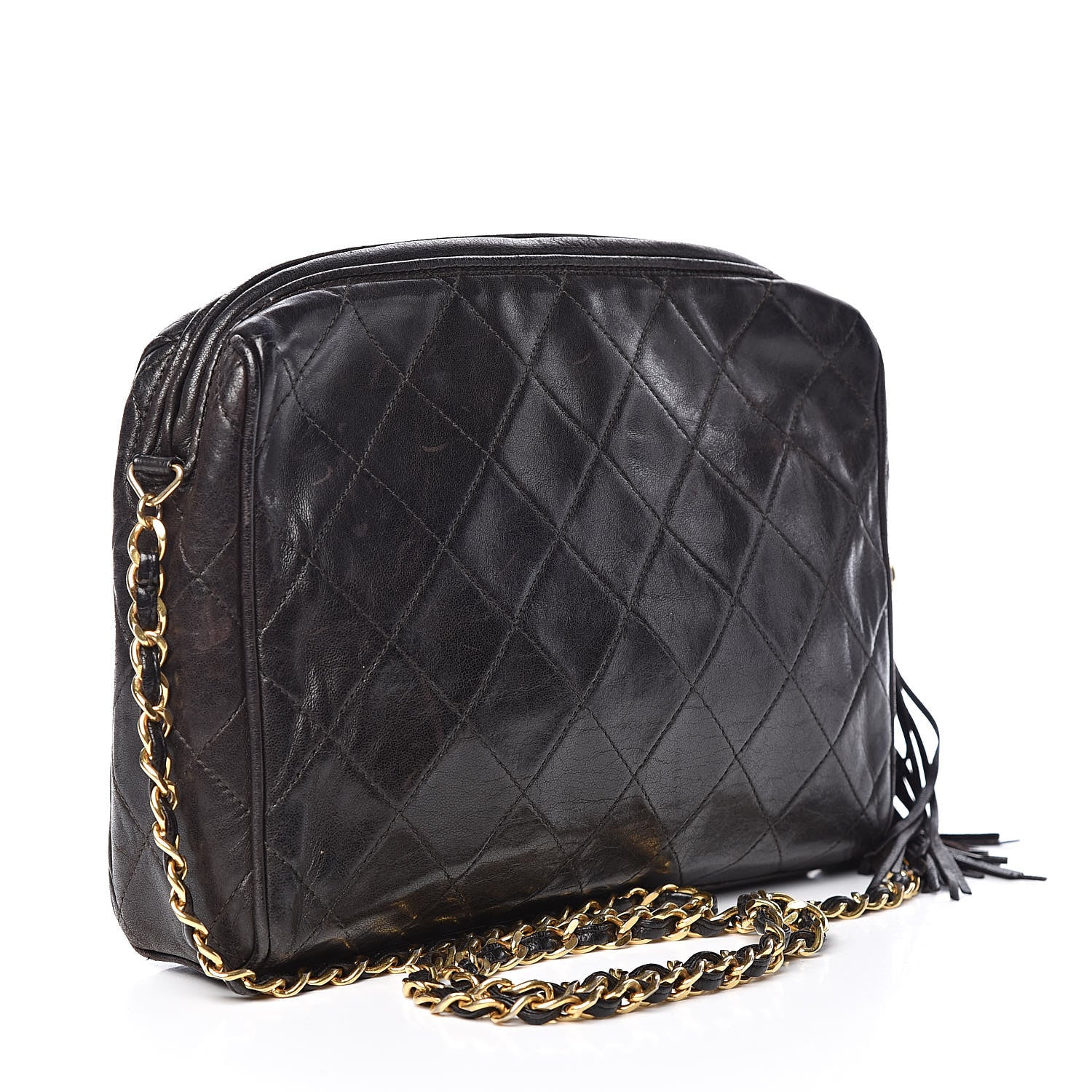 Chanel Lambskin Quilted CC Tassel Camera Case Black 3 of 19
