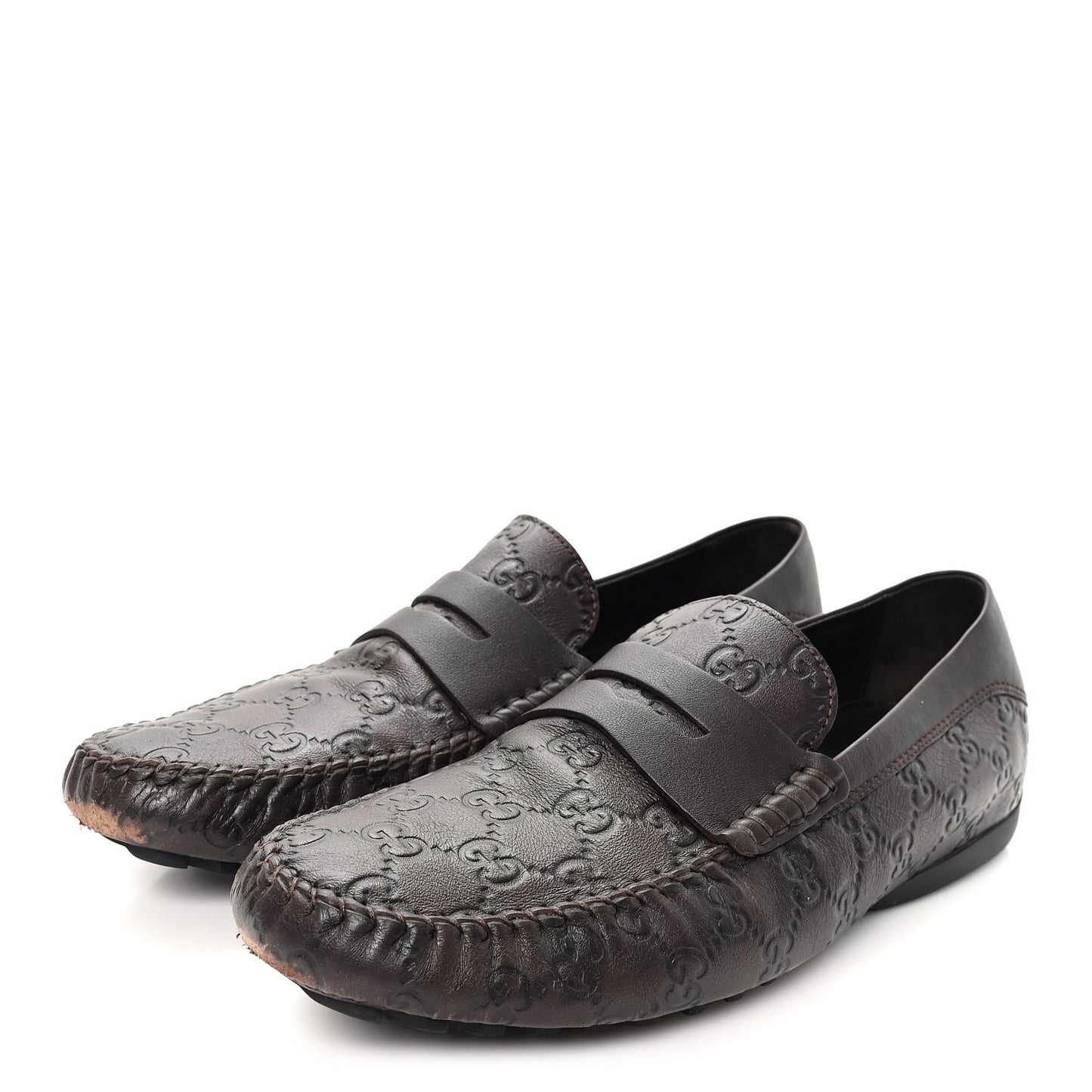 Guccissima Mens Driver Loafers 8 Chocolate