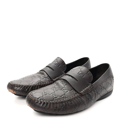 Gucci Guccissima Mens Driver Loafers 8 Chocolate 4 of 9