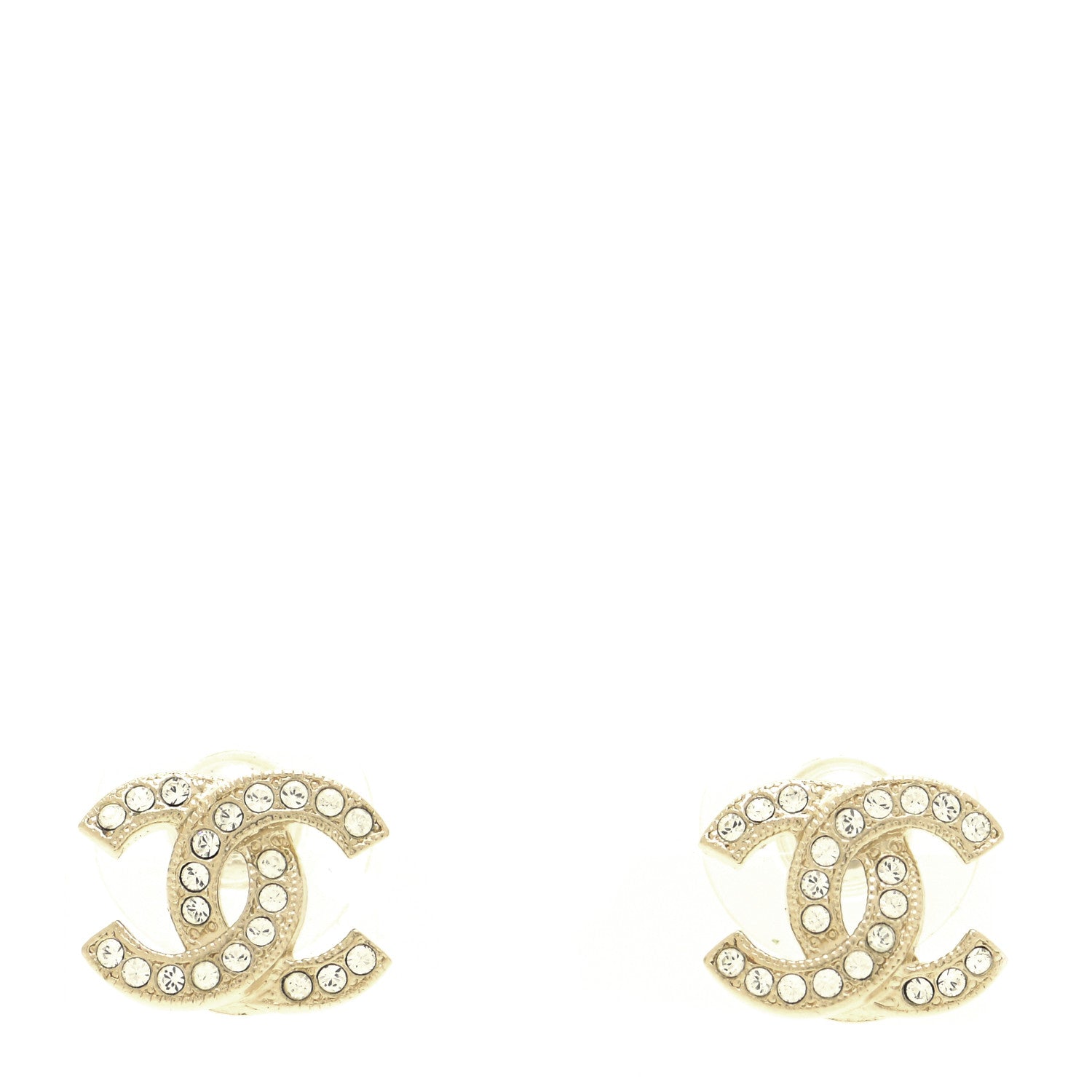 Chanel Crystal CC Earrings Light Gold 1 of 6
